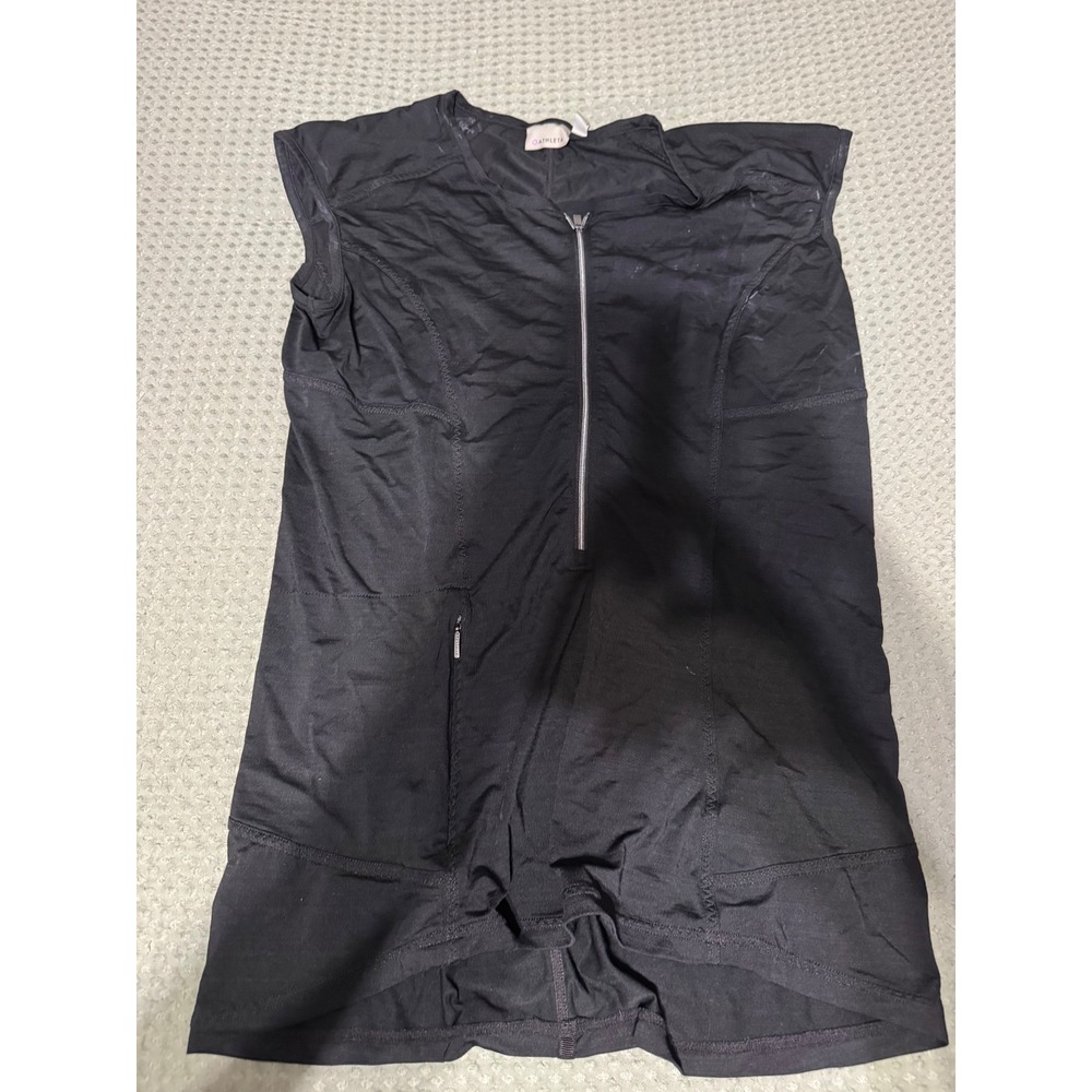 Athleta UV Swim Shirt Sleeveless Rash Guard Half Zip Black Large Tall
